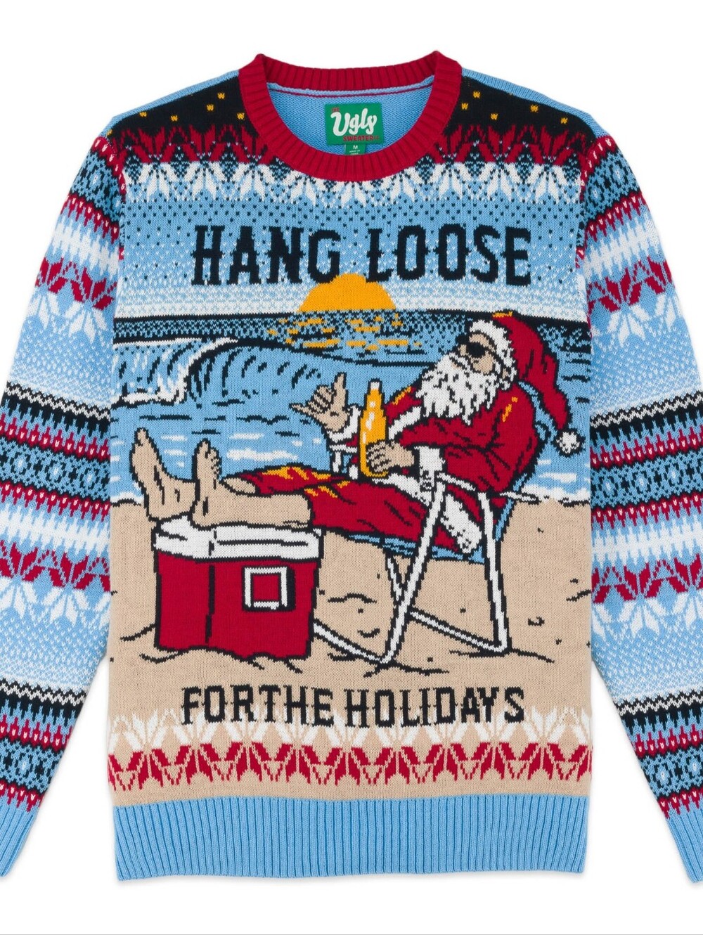 THE UGLY SWEATER Hang Loose For The Holidays Santa Christmas Unisex Size L